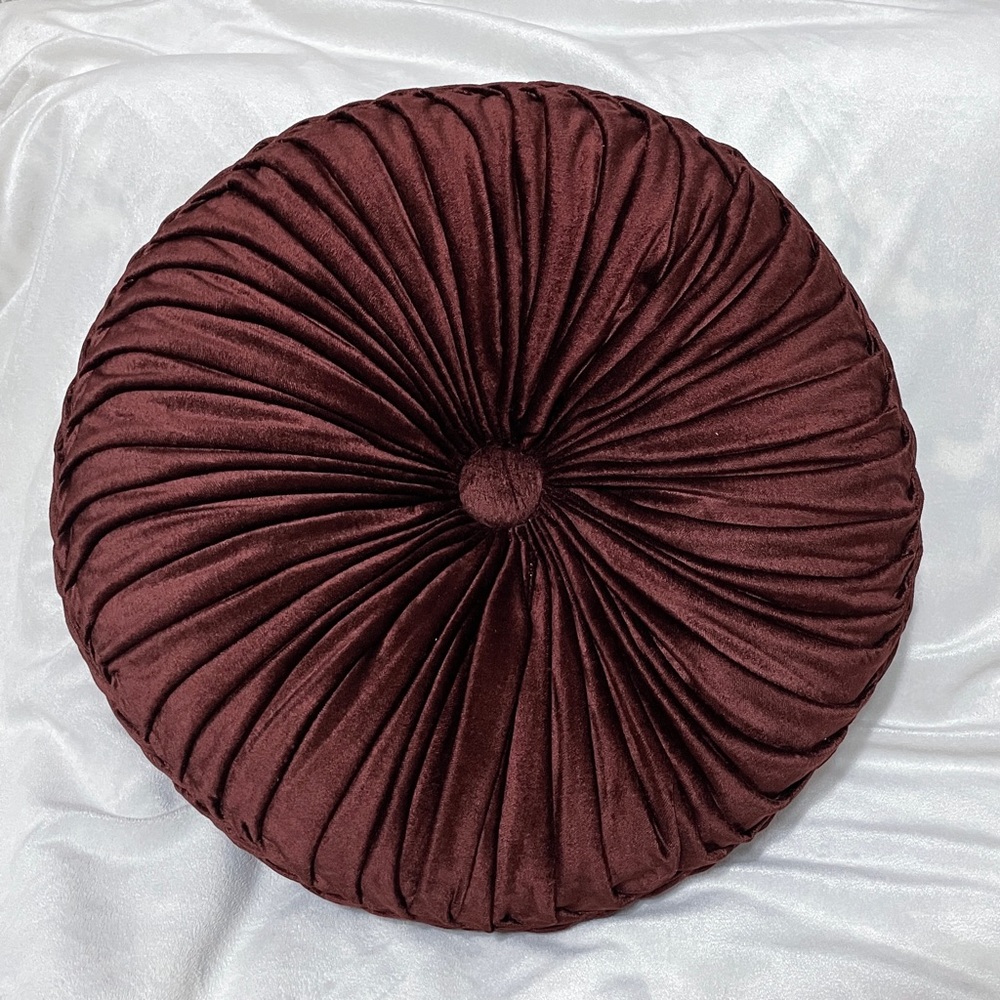 J Queen New York Tufted Red Chenille Round Pillow